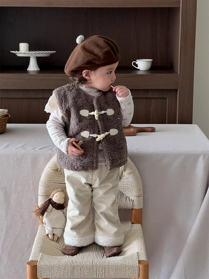 ベスト ベビーベスト ボアフリーストグルボタンアウターベスト【mh0007818】