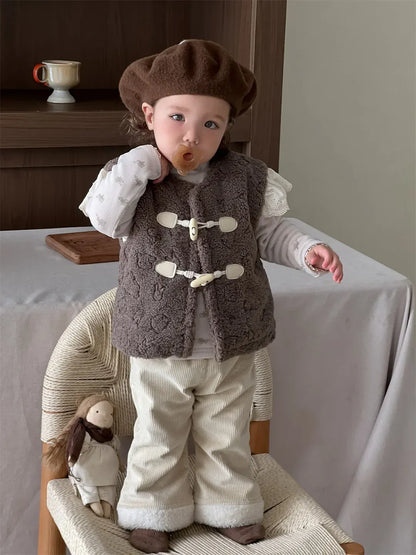 ベスト ベビーベスト ボアフリーストグルボタンアウターベスト【mh0007818】