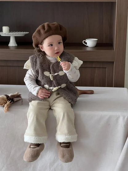 ベスト ベビーベスト ボアフリーストグルボタンアウターベスト【mh0007818】