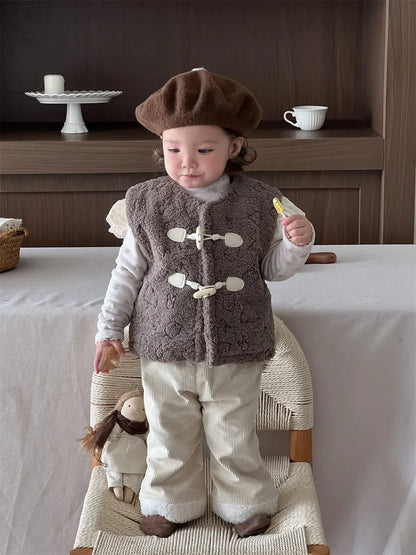 ベスト ベビーベスト ボアフリーストグルボタンアウターベスト【mh0007818】