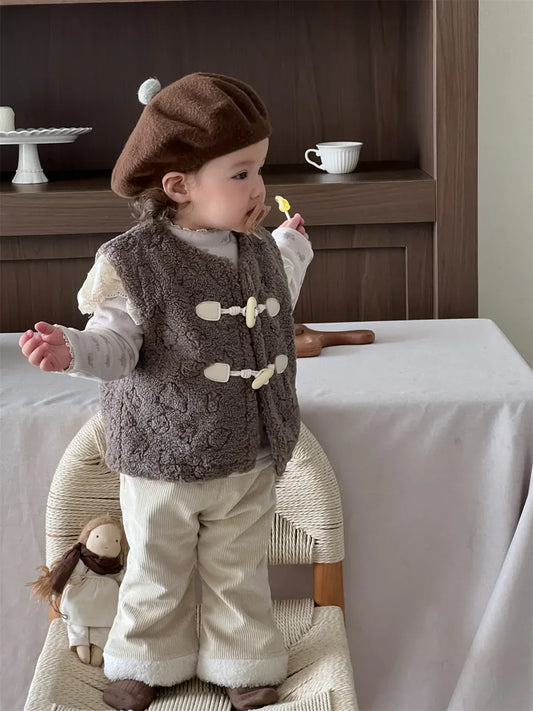 ベスト ベビーベスト ボアフリーストグルボタンアウターベスト【mh0007818】