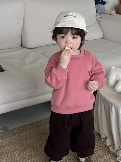 トレーナー・フーディ ベビートップス レターロゴプリント厚手長袖スウェットトレーナー【mh0007968】