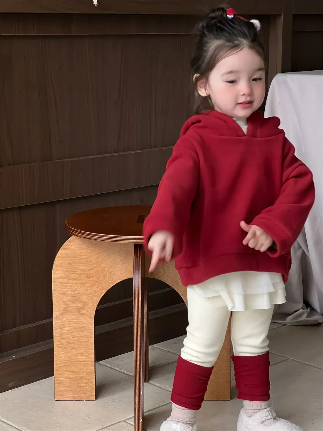 長袖セットアップ ベビートップス/パンツ ぽんぽんフーディ長袖スウェットパーカー/レッグウォーマードッキングレギンスパンツ【mh0008140】