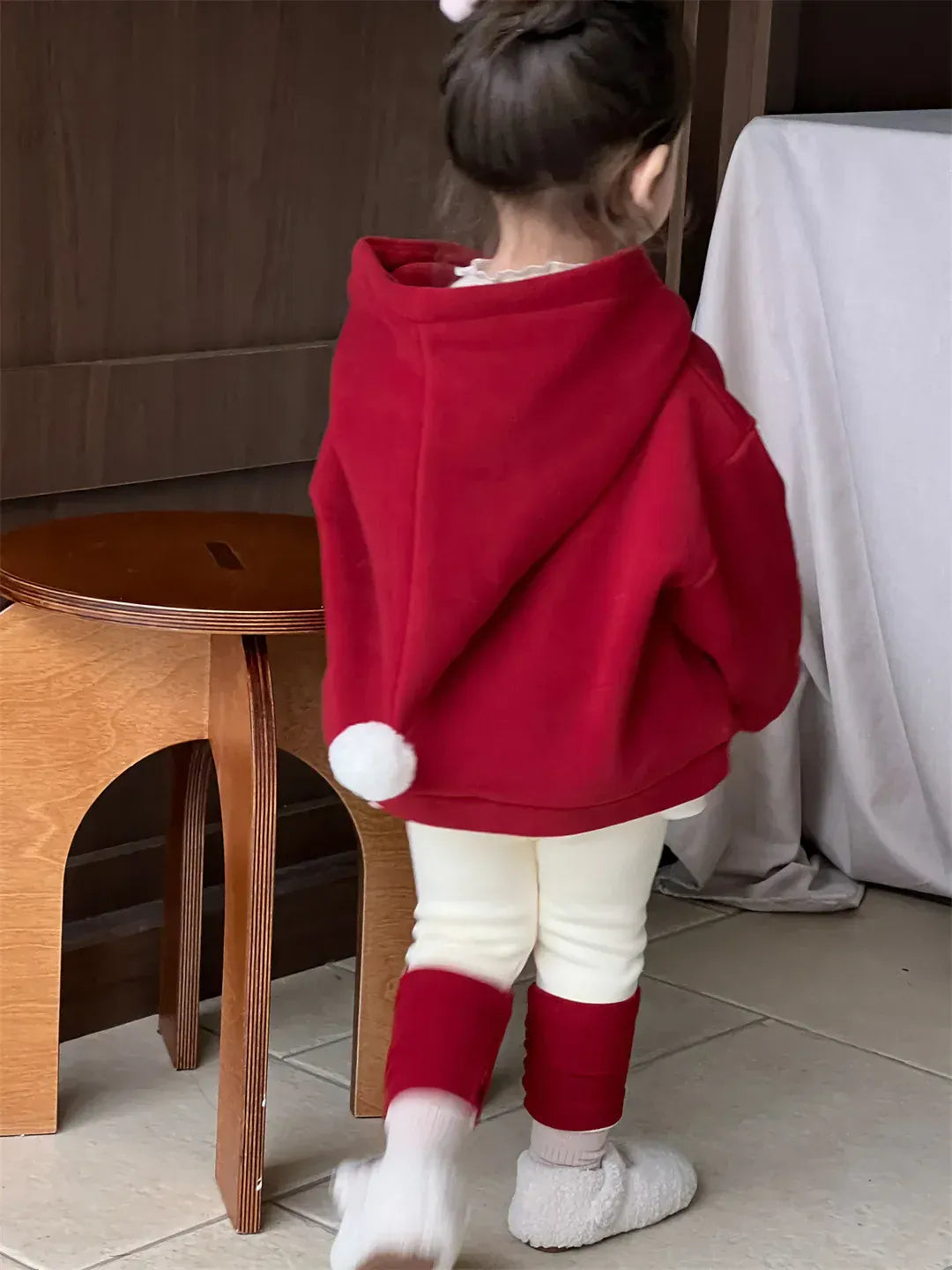 長袖セットアップ ベビートップス/パンツ ぽんぽんフーディ長袖スウェットパーカー/レッグウォーマードッキングレギンスパンツ【mh0008140】