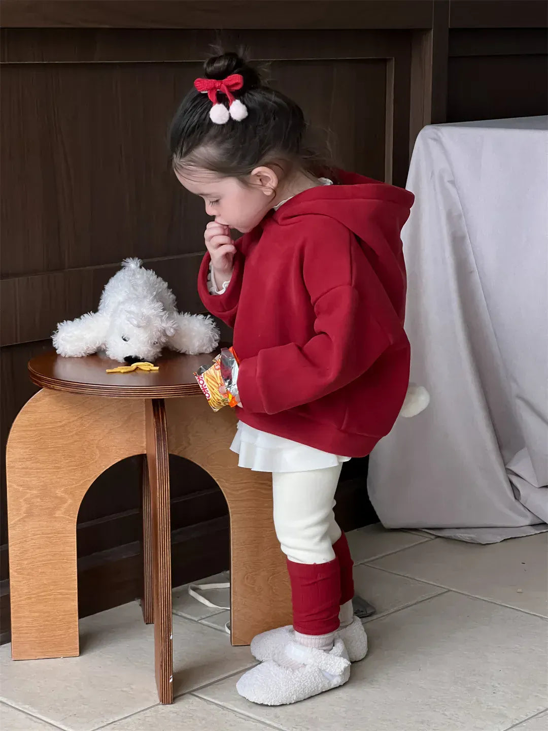 長袖セットアップ ベビートップス/パンツ ぽんぽんフーディ長袖スウェットパーカー/レッグウォーマードッキングレギンスパンツ【mh0008140】