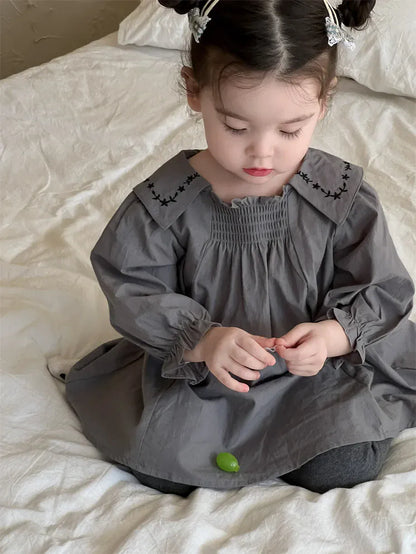 長袖ワンピース ベビーワンピース 刺繍襟長袖ワンピース【mh0008255】