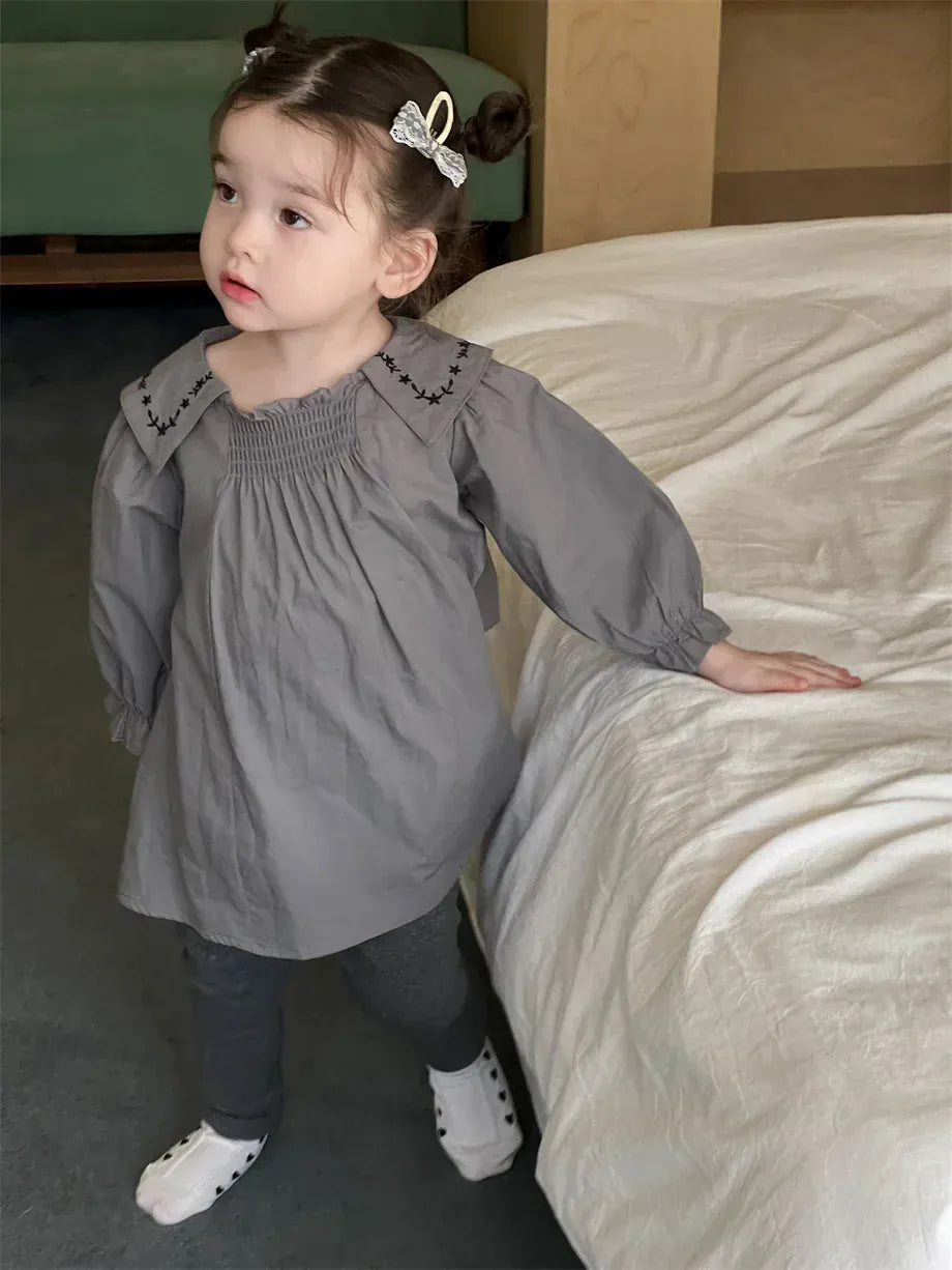 長袖ワンピース ベビーワンピース 刺繍襟長袖ワンピース【mh0008255】