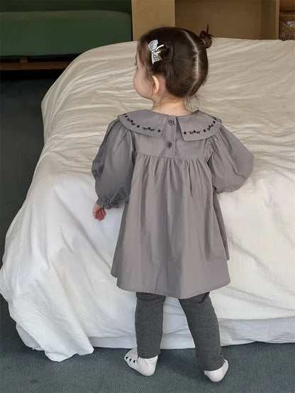 長袖ワンピース ベビーワンピース 刺繍襟長袖ワンピース【mh0008255】