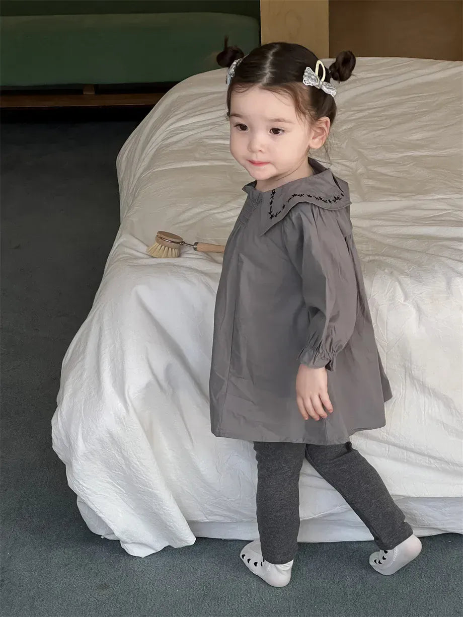 長袖ワンピース ベビーワンピース 刺繍襟長袖ワンピース【mh0008255】