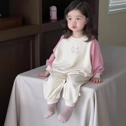 長袖ロンパース ベビーロンパース パッチワーク長袖ジャンプスーツ【mh0008345】