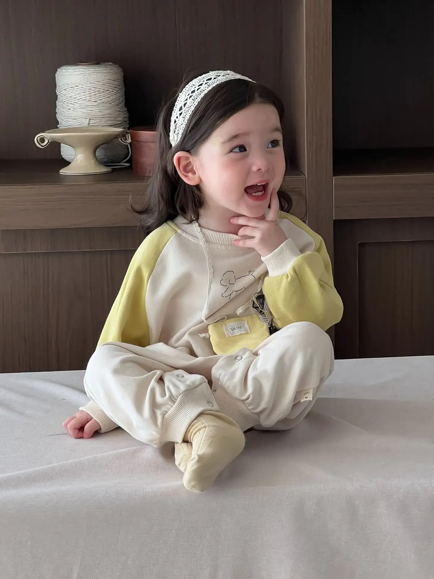 長袖ロンパース ベビーロンパース パッチワーク長袖ジャンプスーツ【mh0008345】