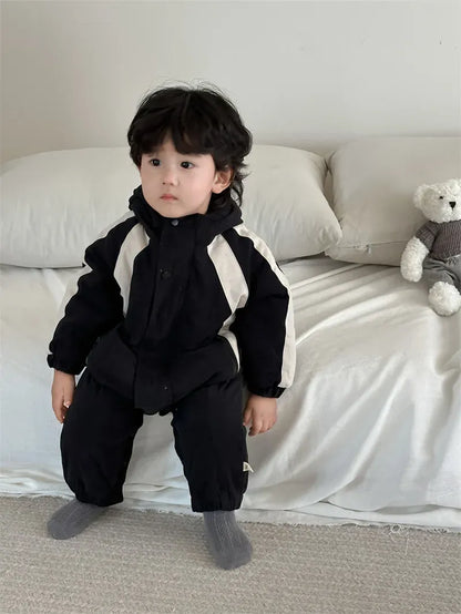 長袖ジャンプスーツ ベビージャンプスーツ フード付きスポーツスタイル長袖ロンパース【mh0008348】