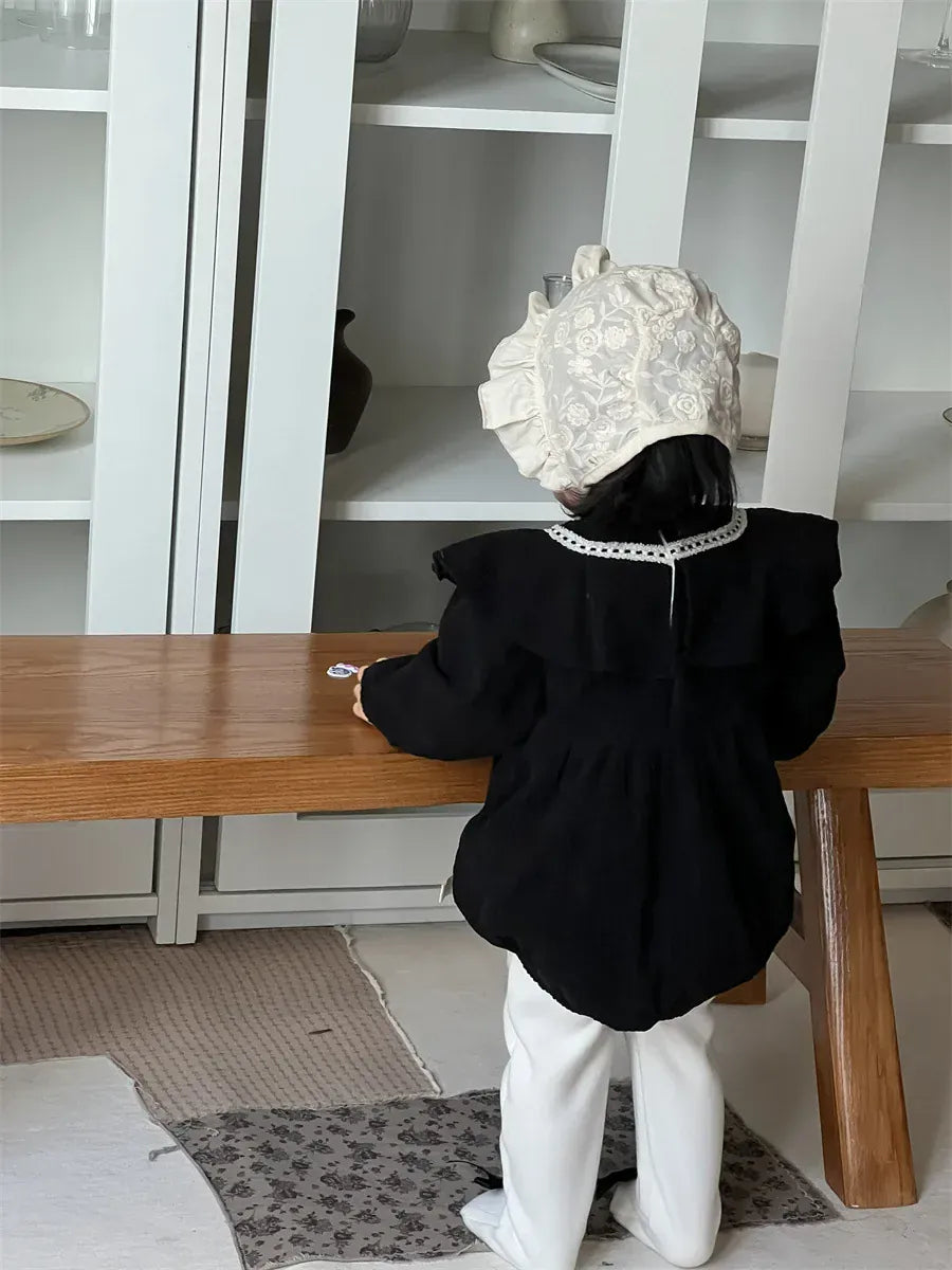 長袖ロンパース ベビーロンパース ビッグ襟裏フリース長袖ボディスーツ【mh0008414】