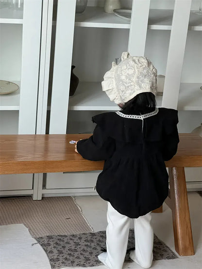 長袖ロンパース ベビーロンパース ビッグ襟裏フリース長袖ボディスーツ【mh0008414】