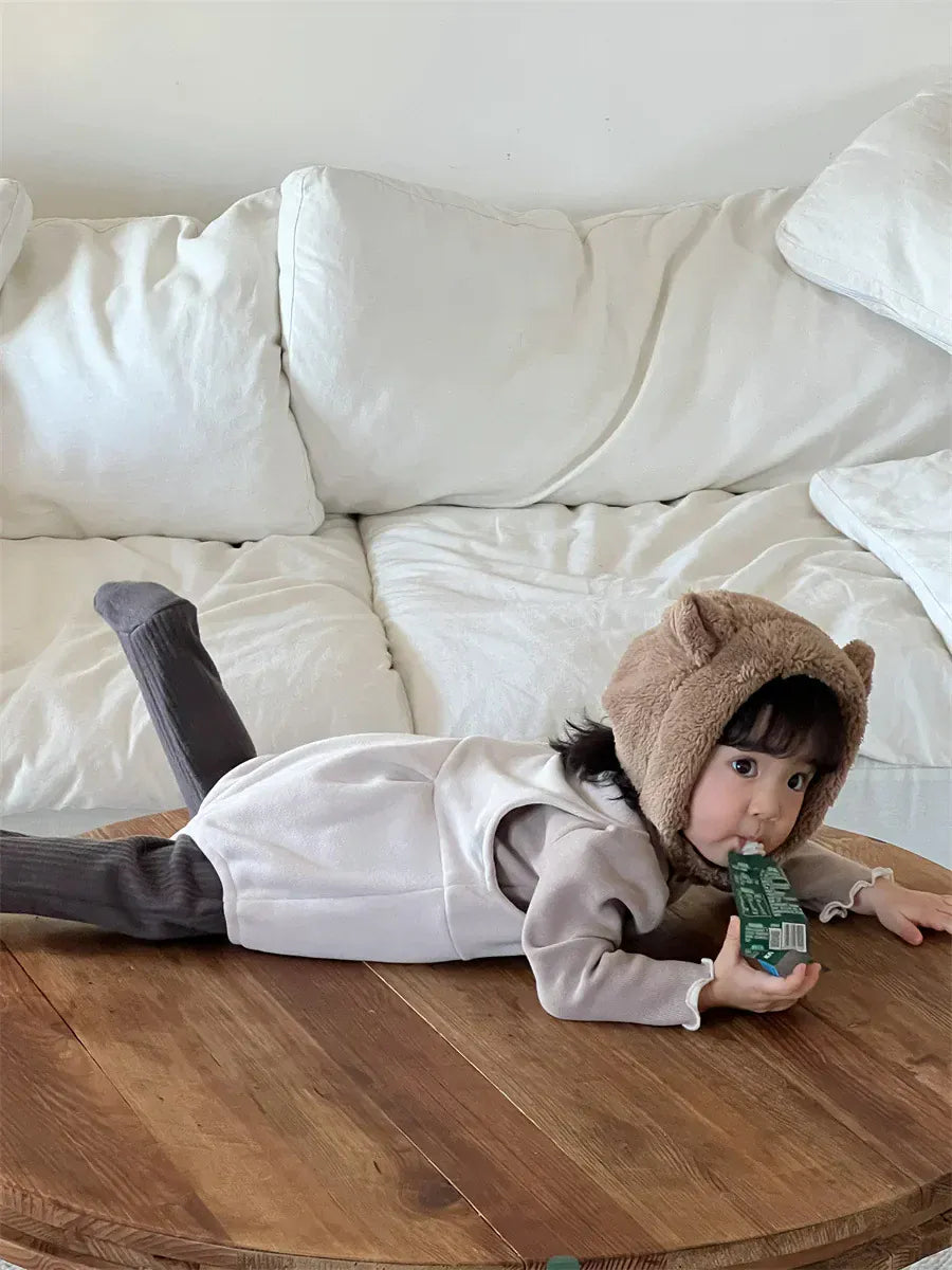 ノースリーブロンパース ベビーロンパース ベアくまノースリーブサスペンダージャンプスーツ【mh0008419】