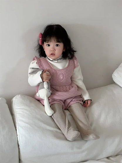 ノースリーブジャンプスーツ ベビーサロペット キルティングフリルショルダーノースリーブジャンプスーツ【mh0008422】