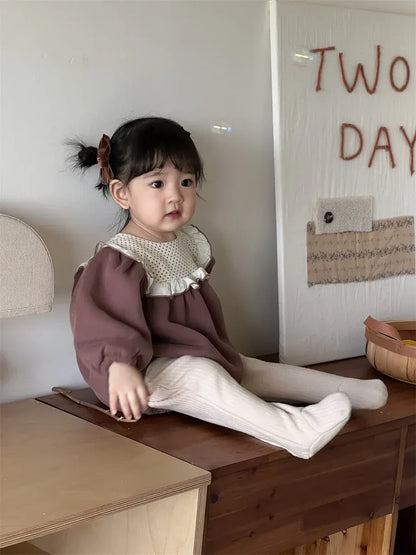 長袖ロンパース ベビーロンパース ビッグフリルフリース長袖ボディスーツ【mh0008431】