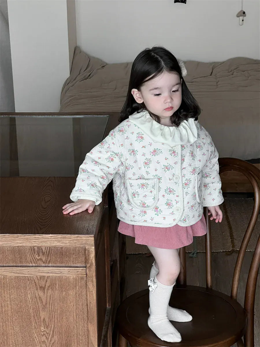 ショートコート・ジャケット・ジャンパー ベビーアウター フラワープリントカーディガンジャケット【mh0008589】