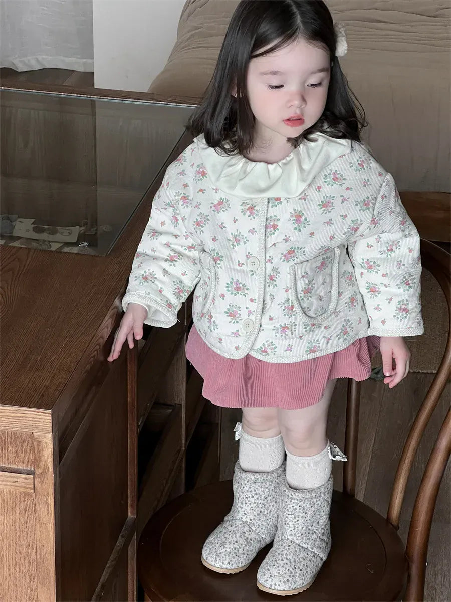 ショートコート・ジャケット・ジャンパー ベビーアウター フラワープリントカーディガンジャケット【mh0008589】