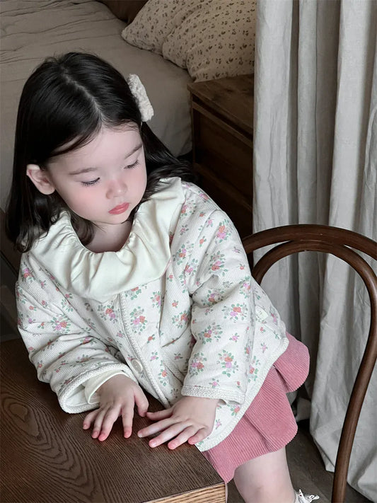 ショートコート・ジャケット・ジャンパー ベビーアウター フラワープリントカーディガンジャケット【mh0008589】