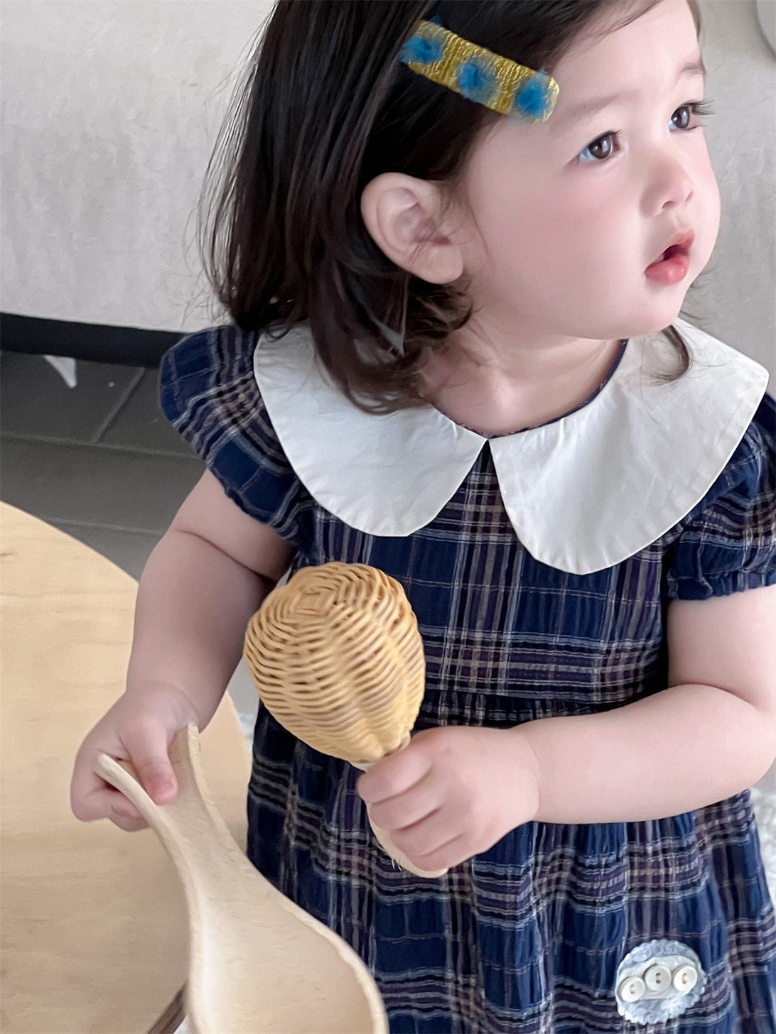 半袖ワンピース チェック丸襟半袖ワンピース【mh0009894】