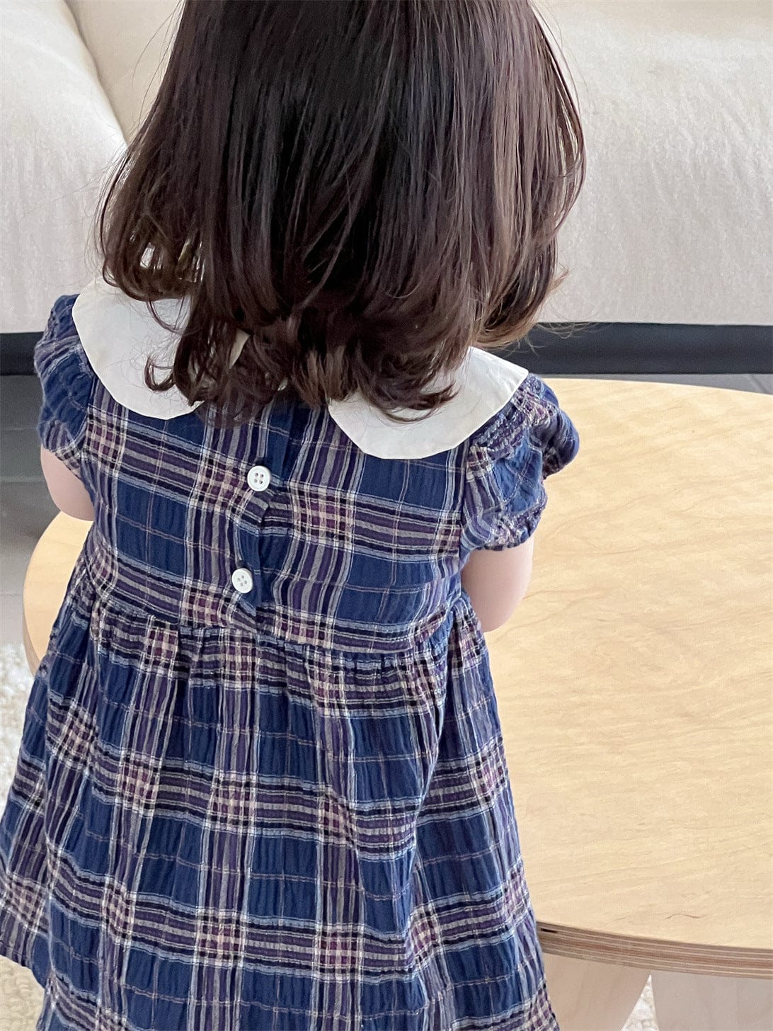 半袖ワンピース チェック丸襟半袖ワンピース【mh0009894】