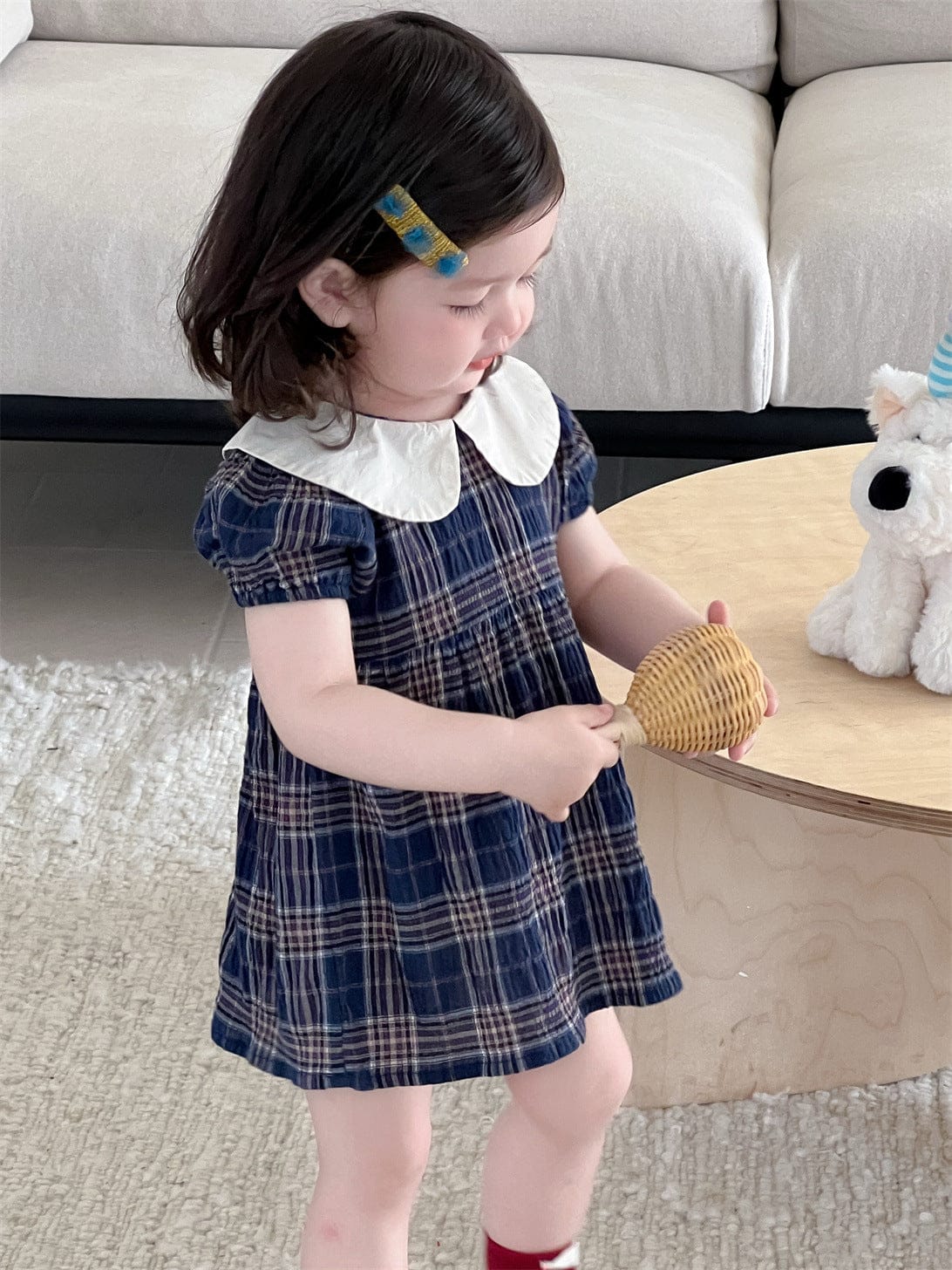 半袖ワンピース チェック丸襟半袖ワンピース【mh0009894】