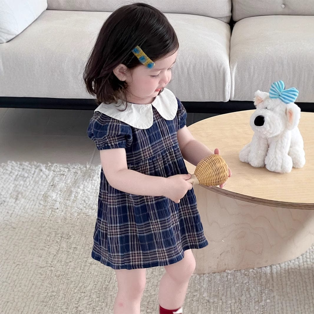 半袖ワンピース チェック丸襟半袖ワンピース【mh0009894】