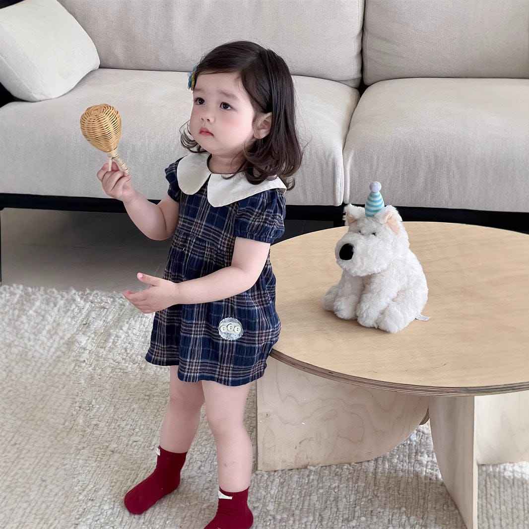 半袖ワンピース チェック丸襟半袖ワンピース【mh0009894】