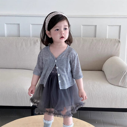 ノースリーブワンピース ショートスリーブボレロカーディガン/フラワープリントキャミソールチュールスカートワンピース【mh0009899】