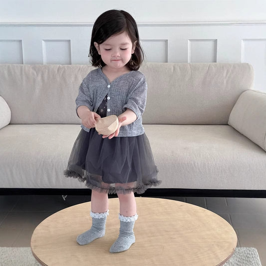 ノースリーブワンピース ショートスリーブボレロカーディガン/フラワープリントキャミソールチュールスカートワンピース【mh0009899】