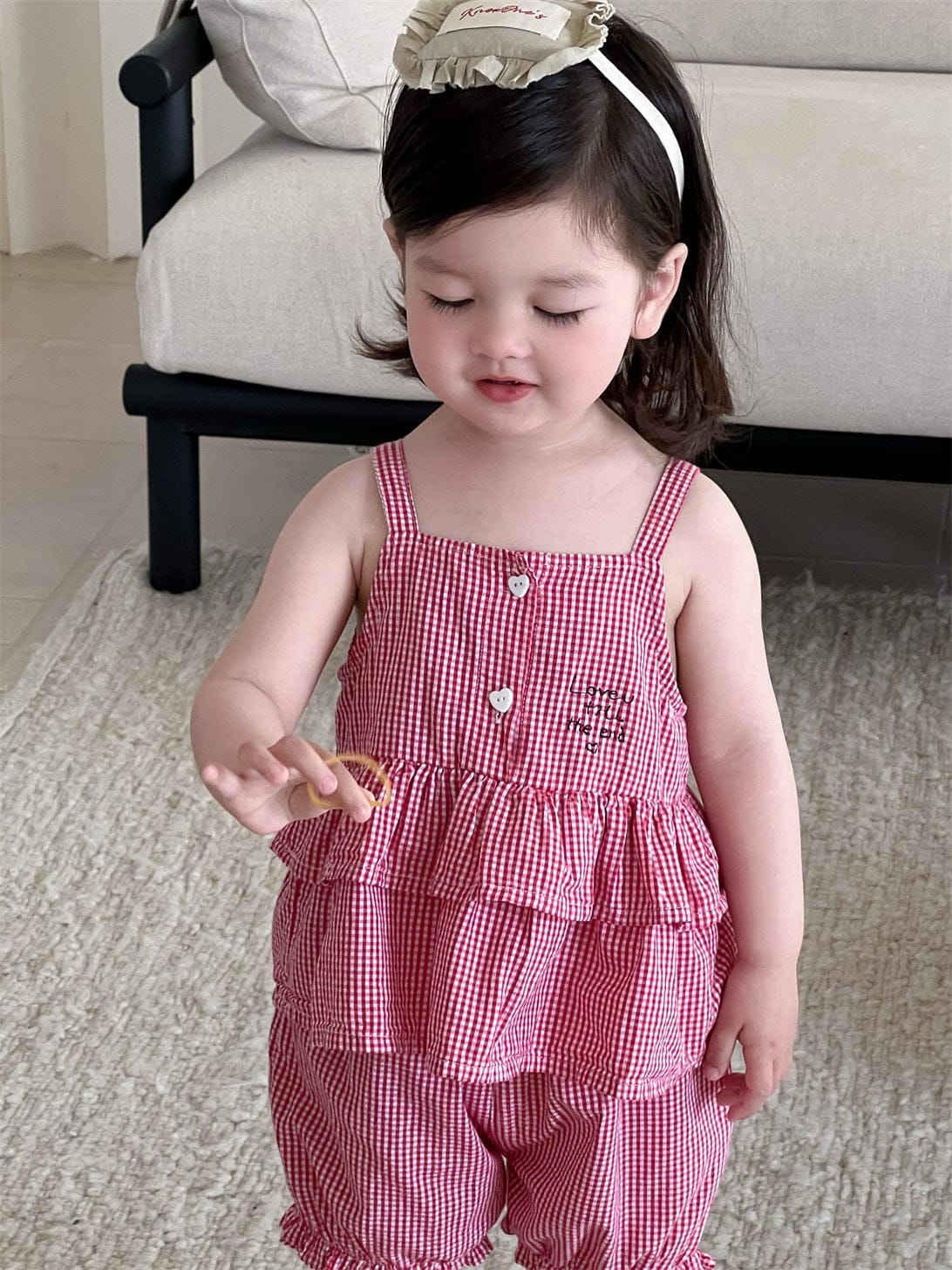 ノースリーブセットアップ チェックキャミソールチュニック+バルーンショートパンツ【mh0009911】