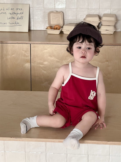 ノースリーブジャンプスーツ ロゴプリントキャミソールジャンプスーツ【mh0009912】