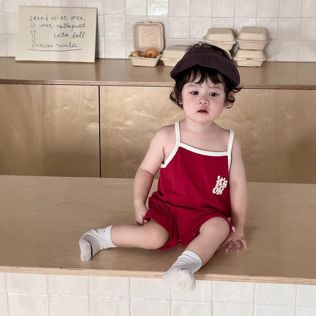 ノースリーブジャンプスーツ ロゴプリントキャミソールジャンプスーツ【mh0009912】