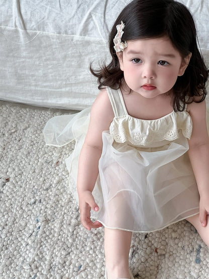 ノースリーブワンピース メッシュスカートキャミソールドレスワンピース【mh0009920】