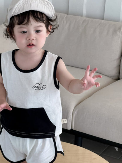 ノースリーブセットアップ ビッグポケットノースリーブタンクトップ+ショートパンツ【mh0009921】