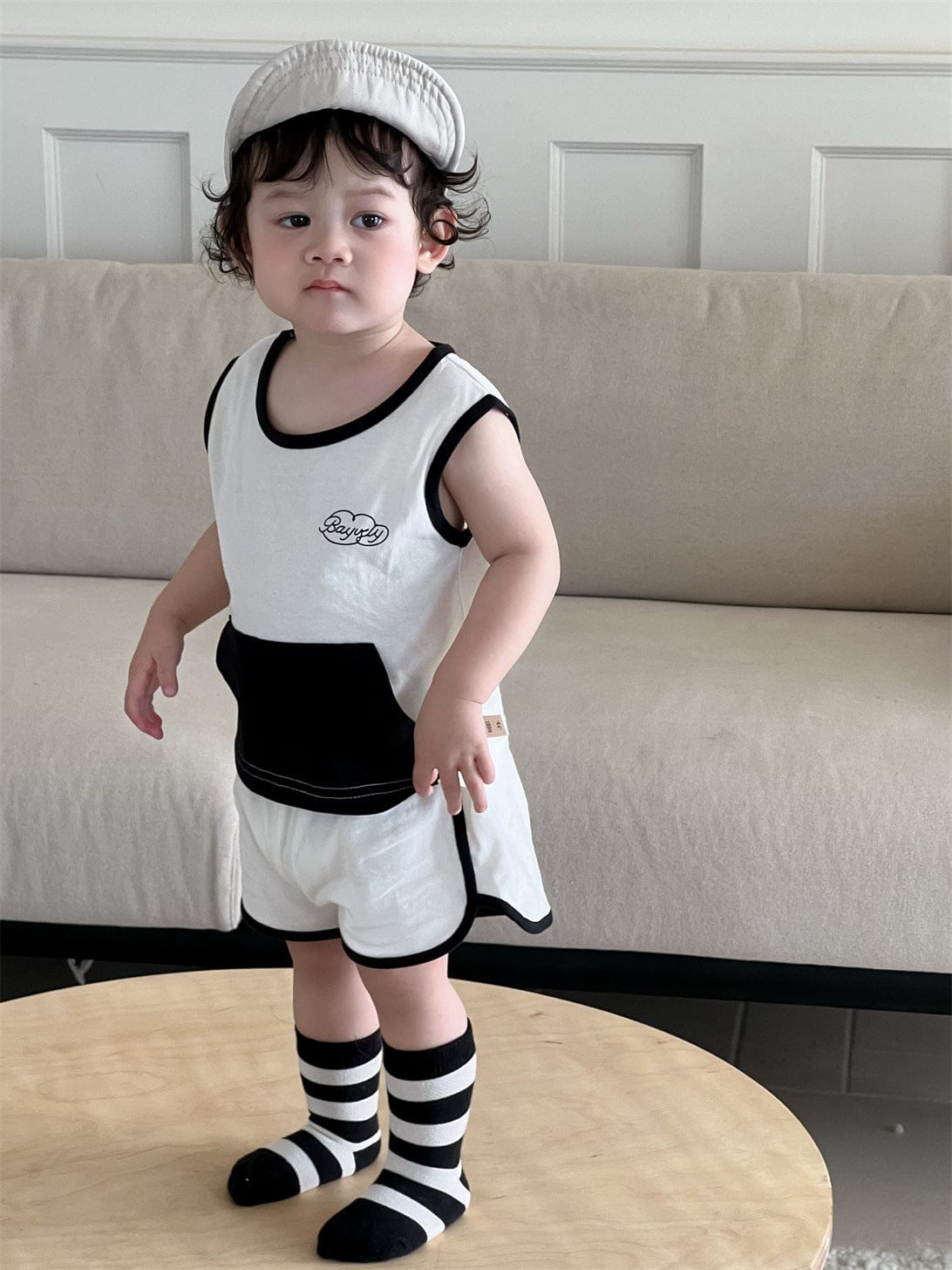 ノースリーブセットアップ ビッグポケットノースリーブタンクトップ+ショートパンツ【mh0009921】