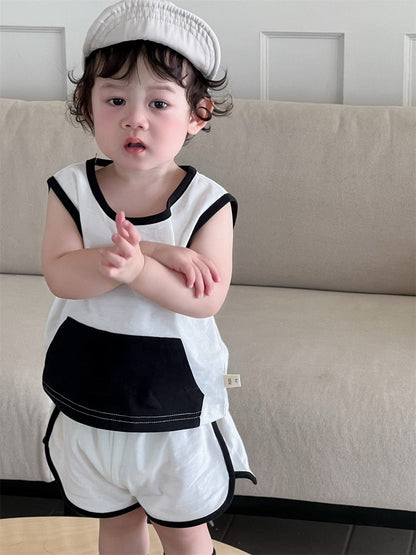 ノースリーブセットアップ ビッグポケットノースリーブタンクトップ+ショートパンツ【mh0009921】