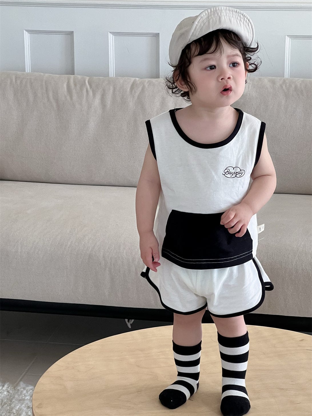 ノースリーブセットアップ ビッグポケットノースリーブタンクトップ+ショートパンツ【mh0009921】