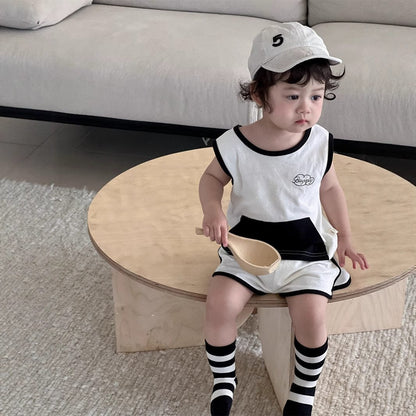 ノースリーブセットアップ ビッグポケットノースリーブタンクトップ+ショートパンツ【mh0009921】