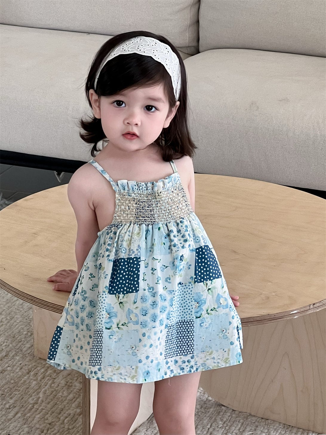 ノースリーブワンピース チェックフラワーパッチワークキャミソールワンピース【mh0009922】