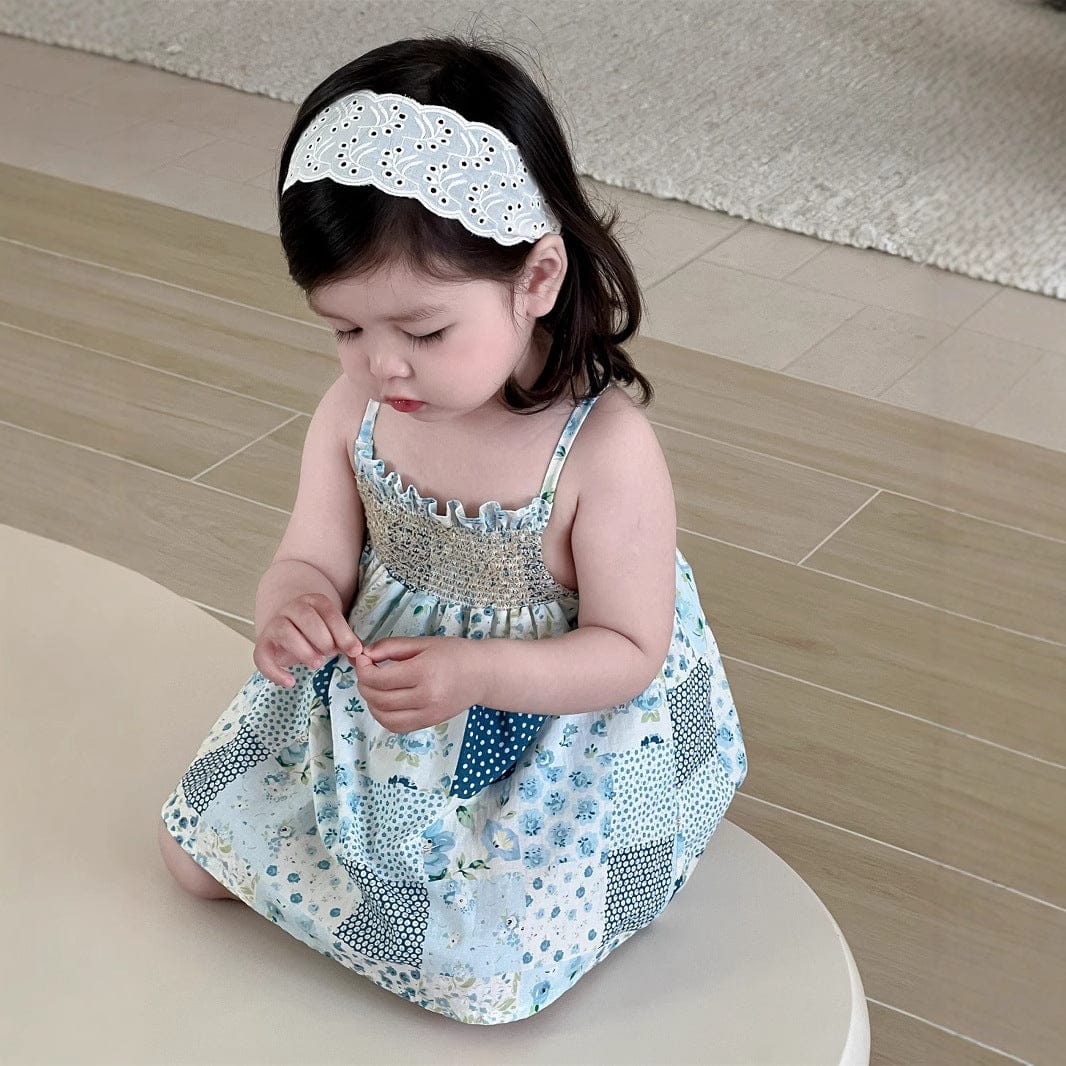 ノースリーブワンピース チェックフラワーパッチワークキャミソールワンピース【mh0009922】