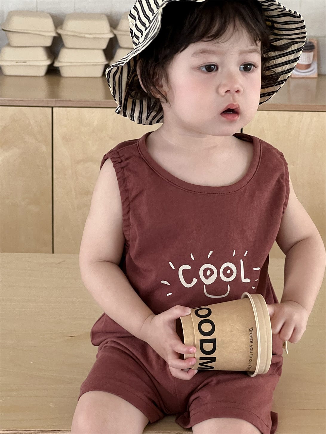 ノースリーブセットアップ ロゴプリントタンクトップ+ショートパンツ【mh0009926】