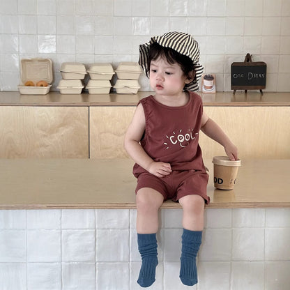 ノースリーブセットアップ ロゴプリントタンクトップ+ショートパンツ【mh0009926】