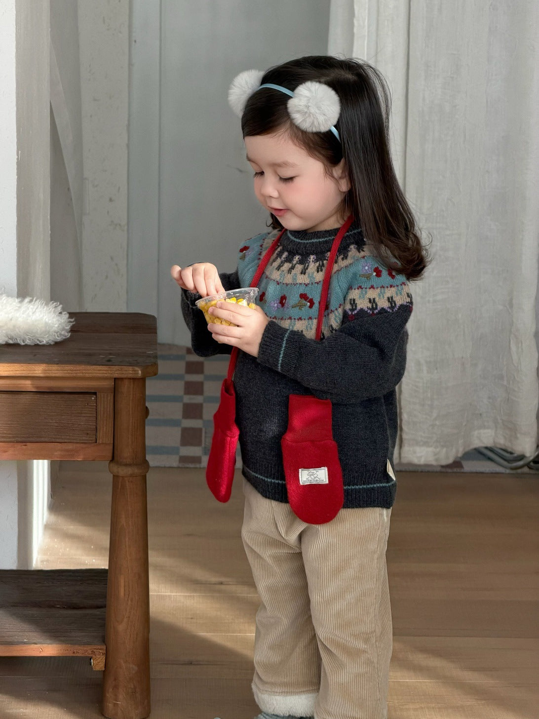 長袖セットアップ フェアアイルニットセーター/裏フリースパンツ【mh0011931】