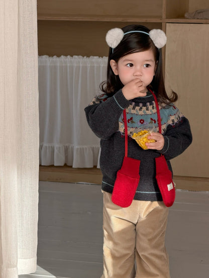 長袖セットアップ フェアアイルニットセーター/裏フリースパンツ【mh0011931】