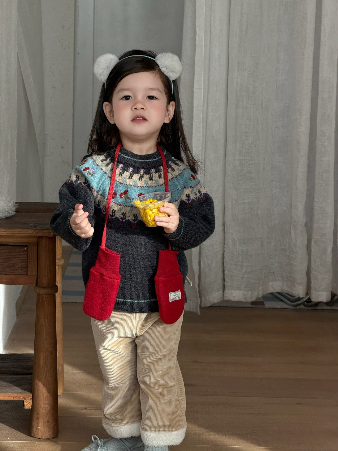 長袖セットアップ フェアアイルニットセーター/裏フリースパンツ【mh0011931】