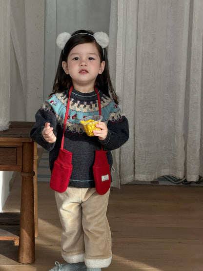 長袖セットアップ フェアアイルニットセーター/裏フリースパンツ【mh0011931】