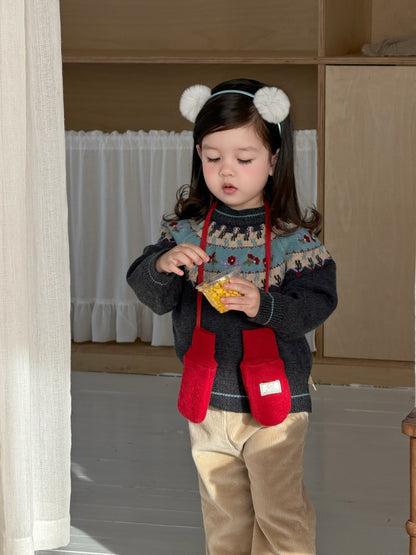 長袖セットアップ フェアアイルニットセーター/裏フリースパンツ【mh0011931】