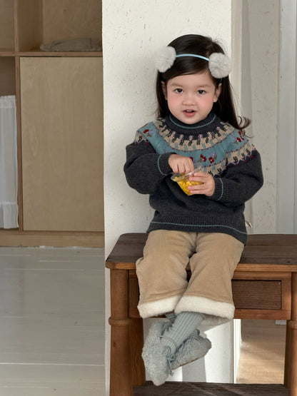 長袖セットアップ フェアアイルニットセーター/裏フリースパンツ【mh0011931】